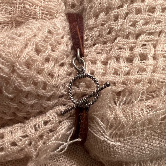 Leather & Silver Tone Bracelet with Toggle Clasp - Picture 5 of 10